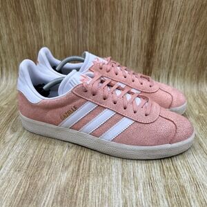 Adidas Gazelle Women's Size 8.5 Suede Sneakers 'Clear Orange' White Shoes AQ0904